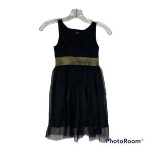 5/$25 Holiday Editions Black Gold Sleeveless Tutu Sparkly Dress M 7/8